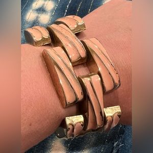 Vintage Mid Century Enamel Basket Weave Link Bracelet